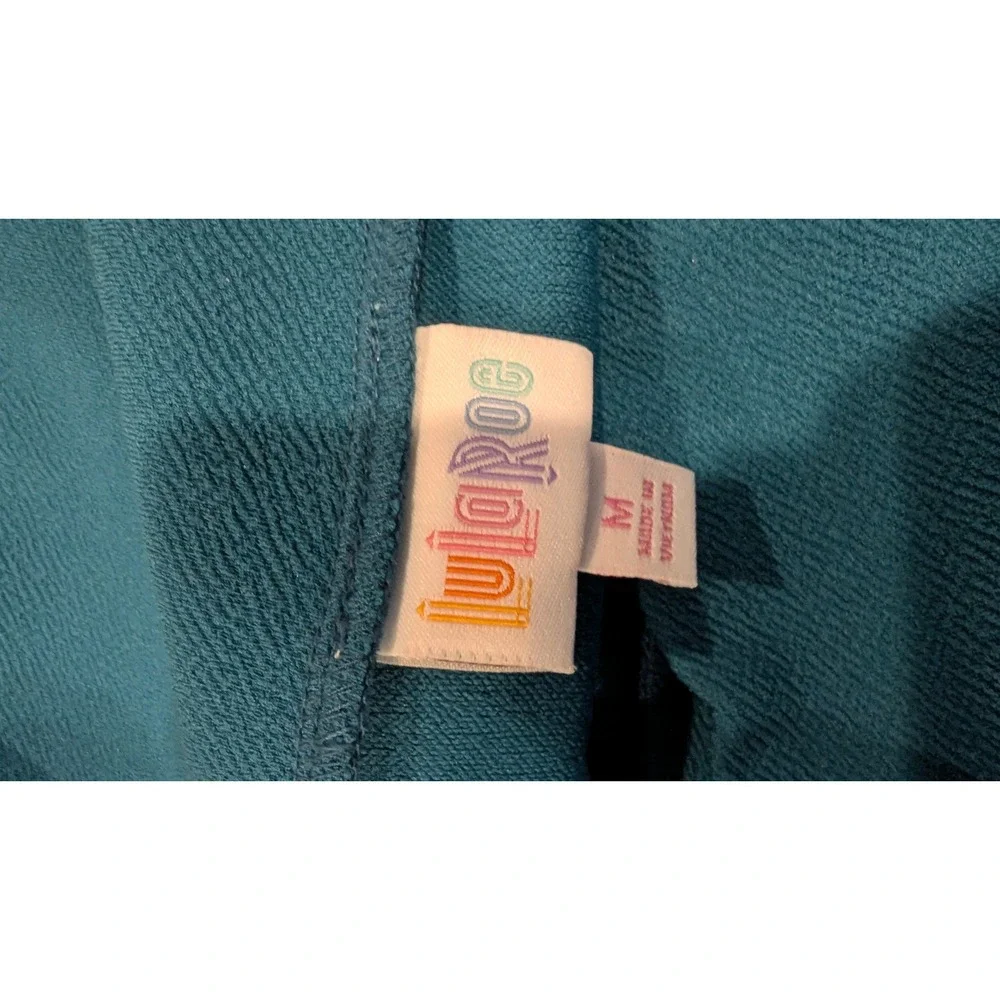 LuLaRoe Cassie Skirt Sz M Teal Navy Blue Color Block Pencil Stretchy Mod‎ Office